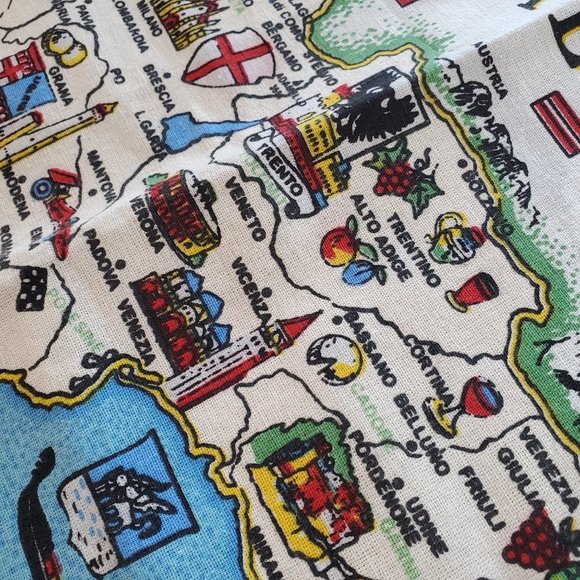 Map of Italy souvenir Dish Tea Towel Rectangle Multicolored Made in Italy Art - Picture 3 of 5